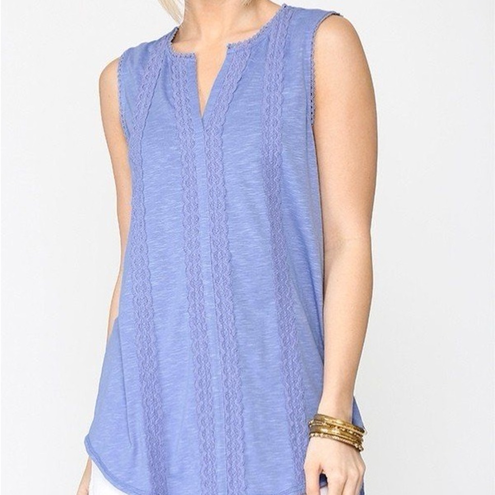 Sleeveless Lace Trim Tunic Top